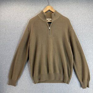 Faconnable Mens 1/4 Zip Pullover Sweater Tan Brown Knit Mock Neck Size‎ Large